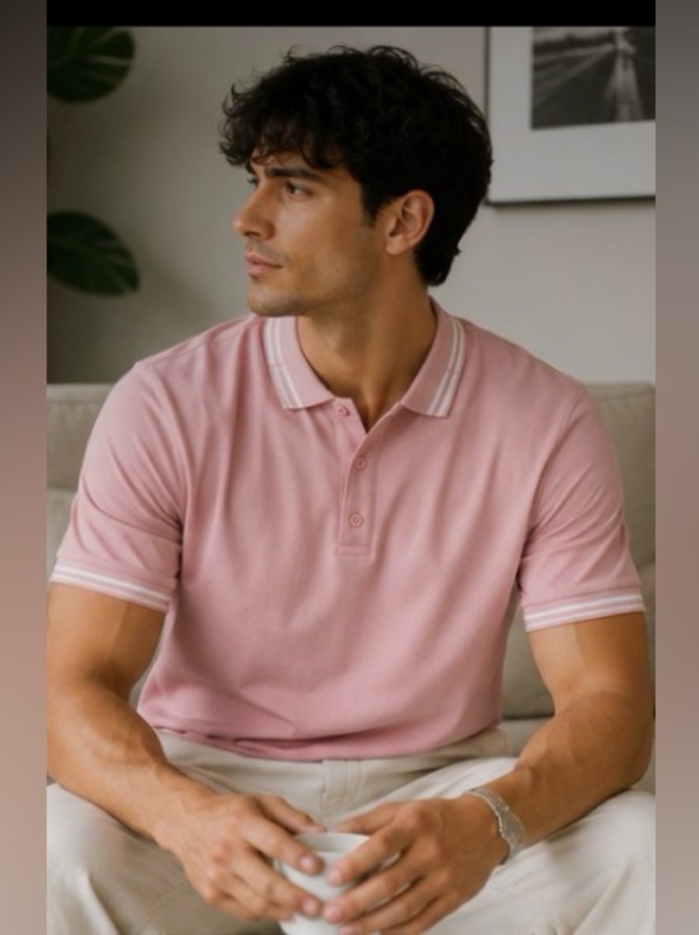 Fashion nova men pink polo